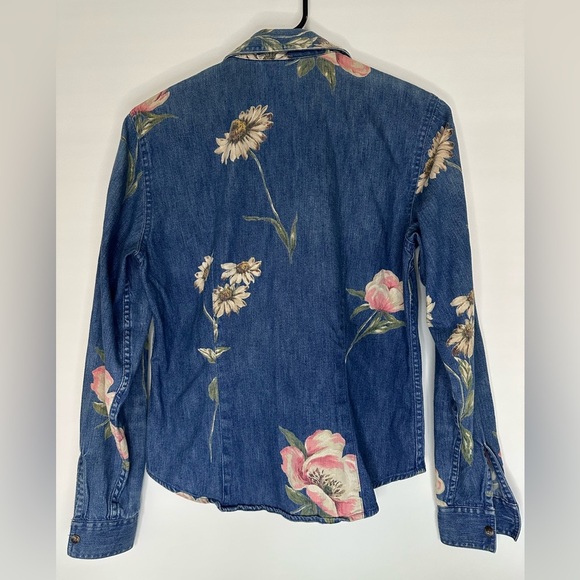 Liz Claiborne Lizwear Jeans Vintage Y2K Denim Floral Button Down - Picture 3 of 10